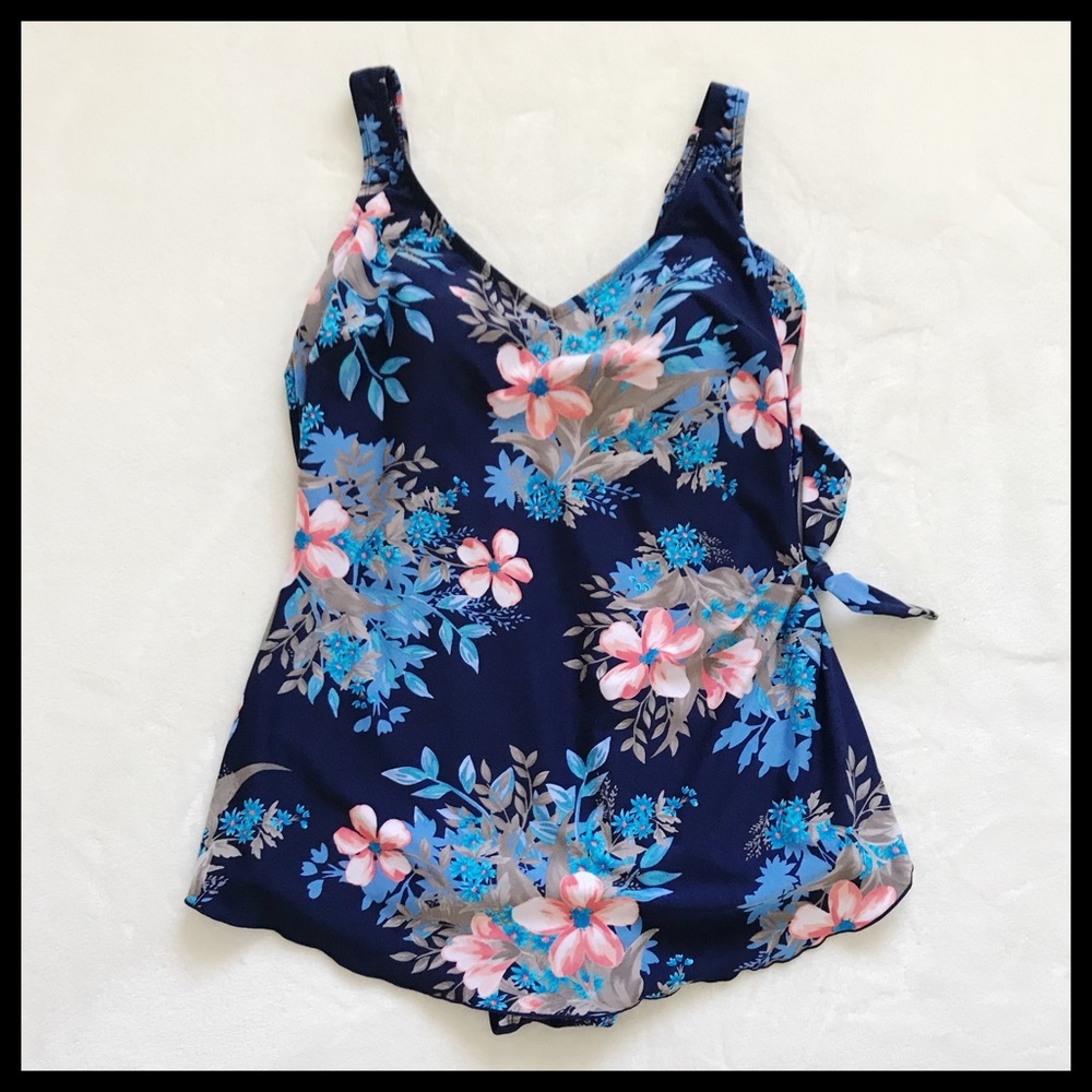 ROXANNE | blue floral one piece swimsuit 16/40DD - Picture 1 of 6